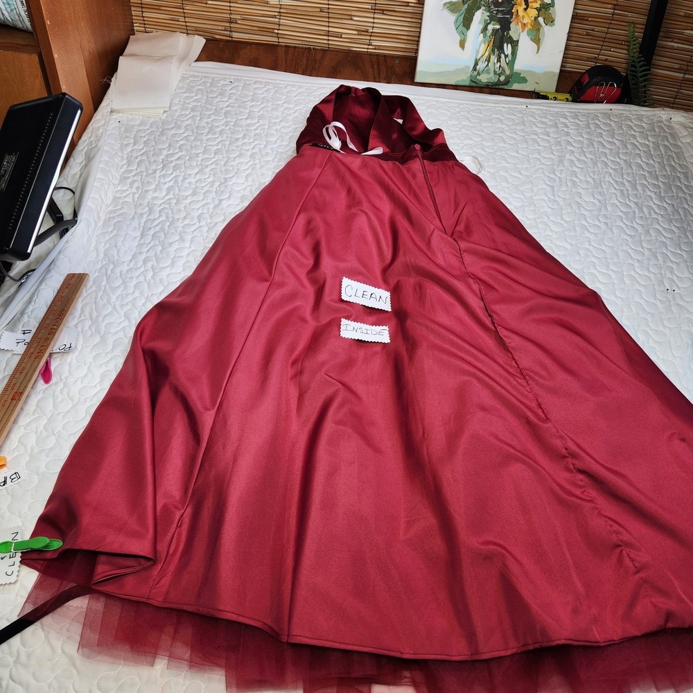 Girls Red Tulle Formal Long Dress Back Bow Christmas Party Photo Medium Chest 27 - Picture 7 of 7